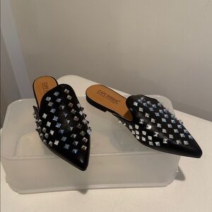 Black Mules PointedToe Spike Embellished Slipon  Brand New 8.5  Rebel Footwear